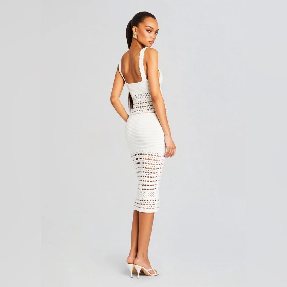 NWT RETROFÊTE AVRIL KNIT CROCHET DRESS in white - Picture 7 of 13